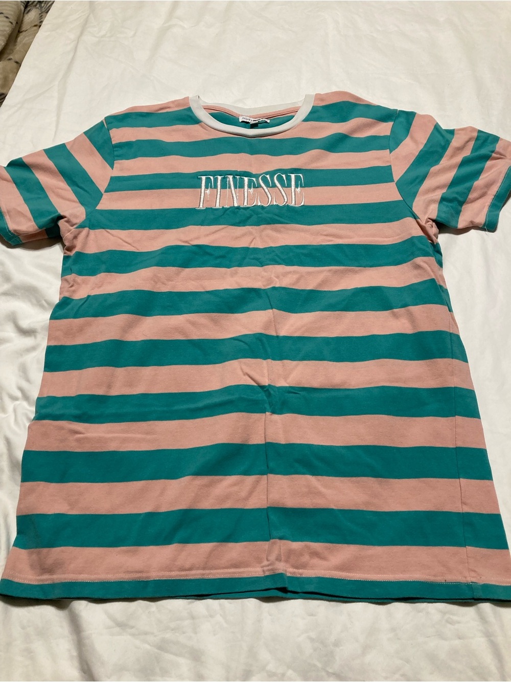 Fashion Nova Pink and Teal Striped Finesse Tee